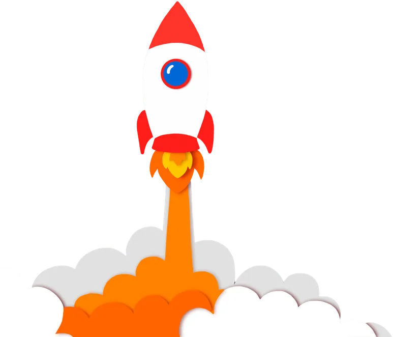 Illustrated rocket lifting off